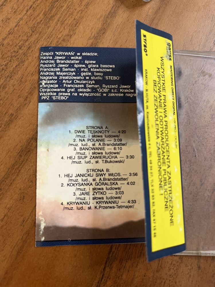 Krywań Dwie tęsknoty kaseta audio