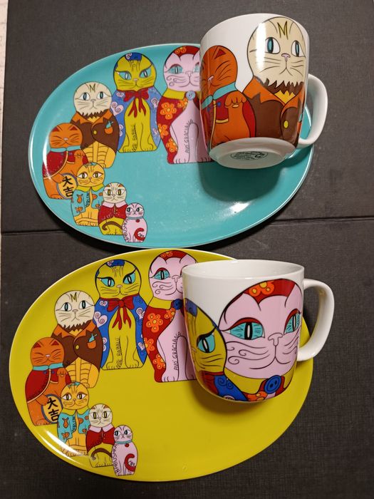 Chávenas e pratos - Gato Preto - coleção Gatrioskas