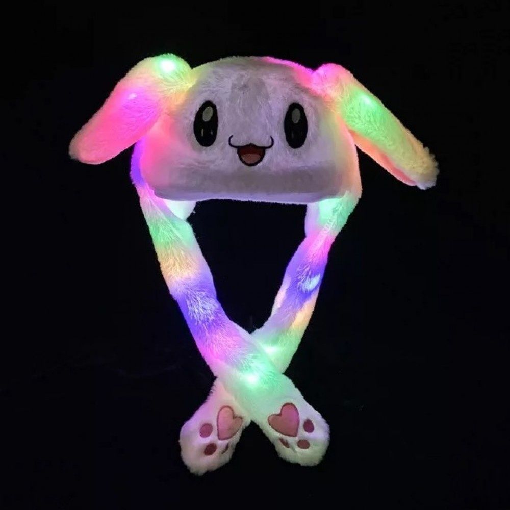Карнавальная шапка с подсветкой: зайчик с поднимающимися ушам