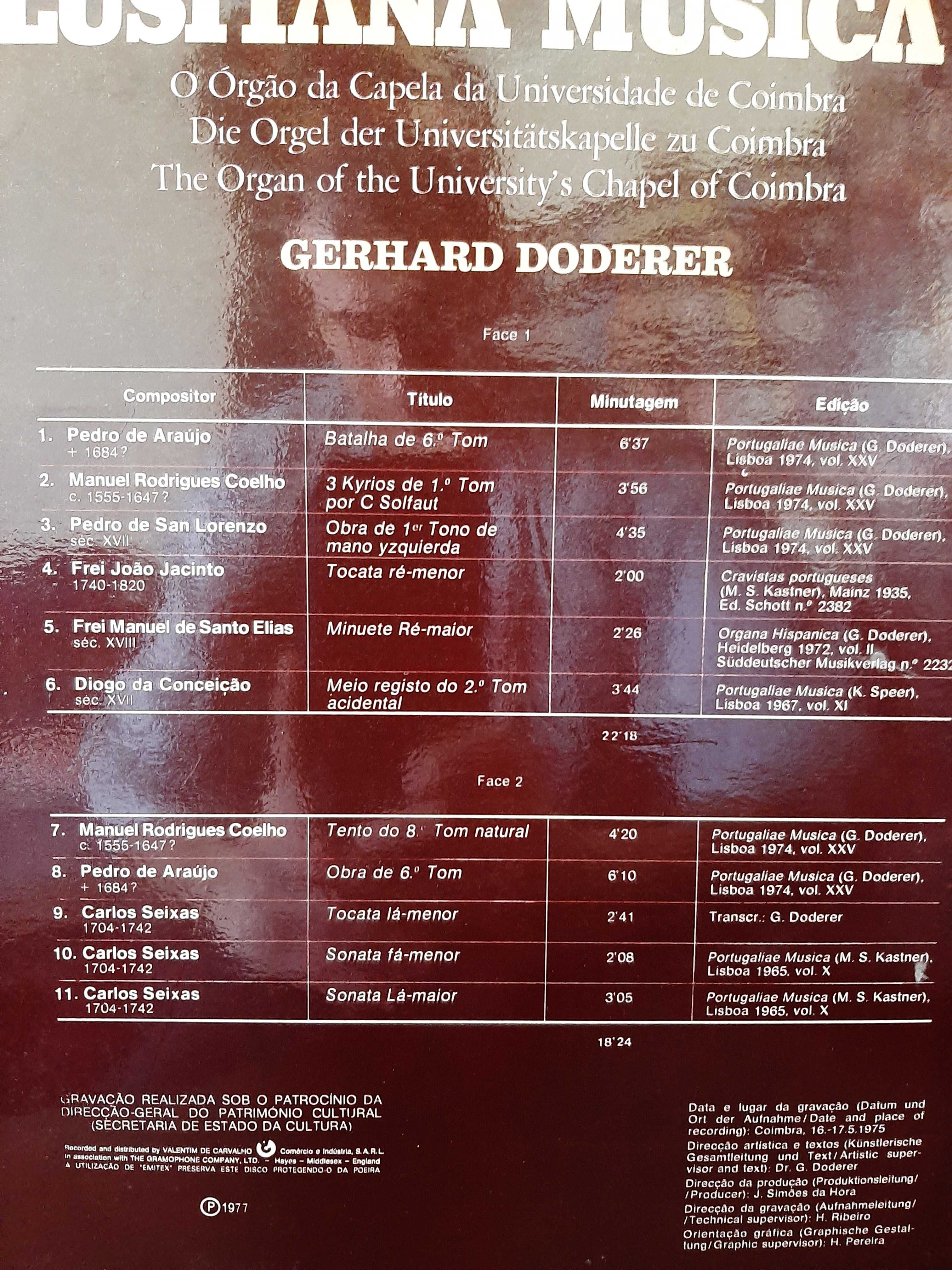 Gerhard Doderer – Orgão Capela da Univ Coimbra – Lusitana Musica: B/3