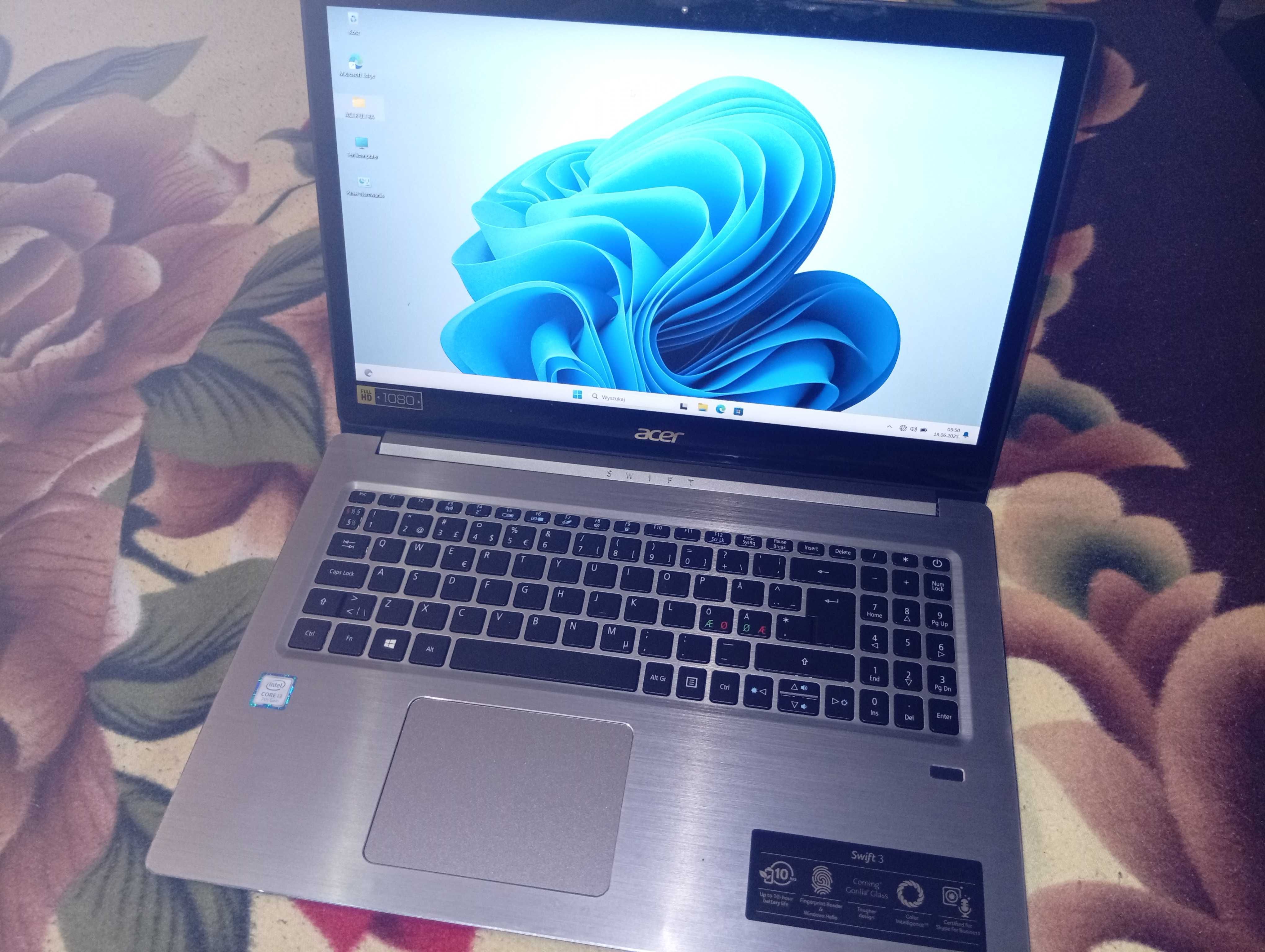 Nowy Laptop Ultrabook 15.6” ACER i3 8ge DDR5 SSD M2 Bateria 8h Full HD