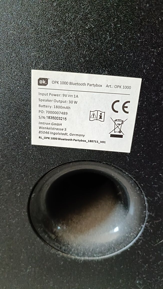 Głośnik Kolumna Mikser USB Bluetooth Akumulator PartyBox