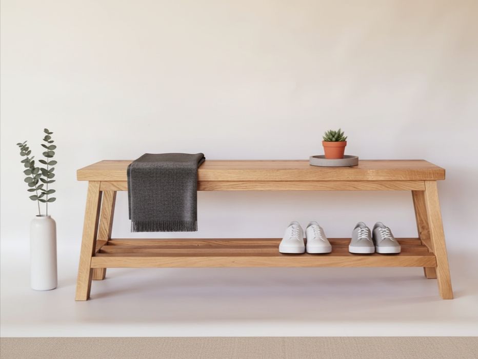 Ławka drewniana dębowa ze szczebelkami