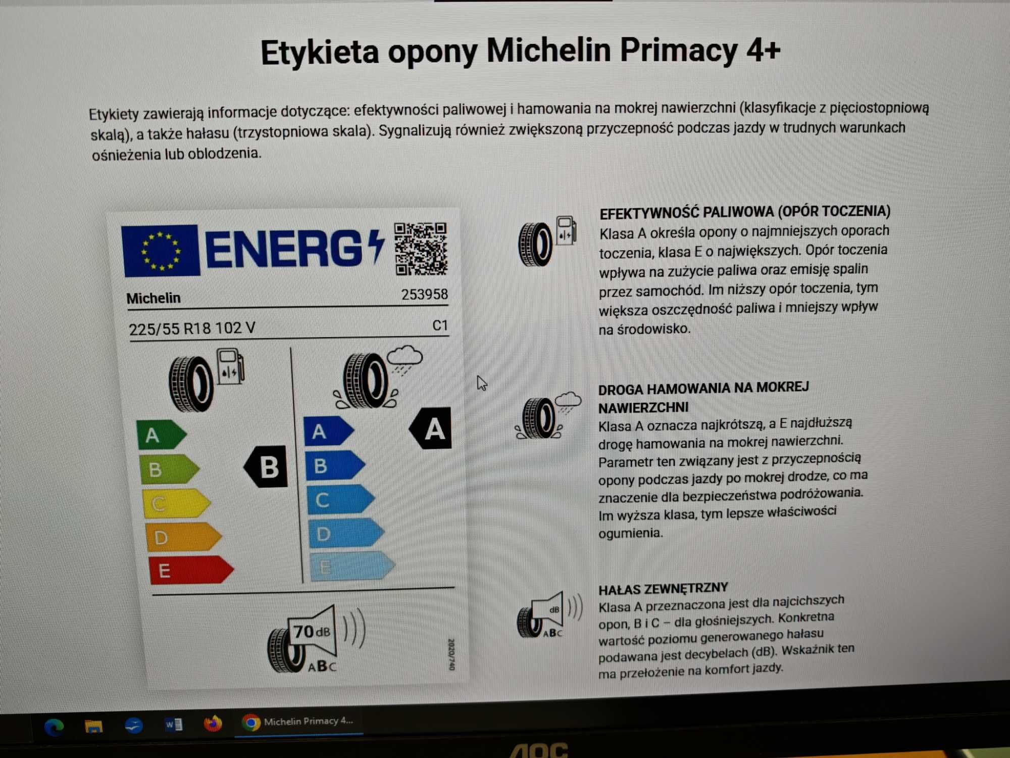 Sprzedam Opony Michelin Primacy 4+ 225/55 R18 102 V XL