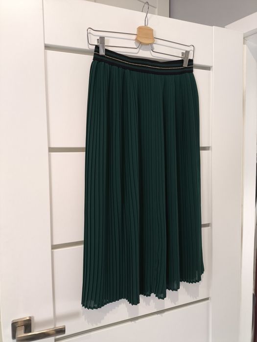 Spódnica damska świąteczna plisowana butelkowa zieleń rozmiar uni