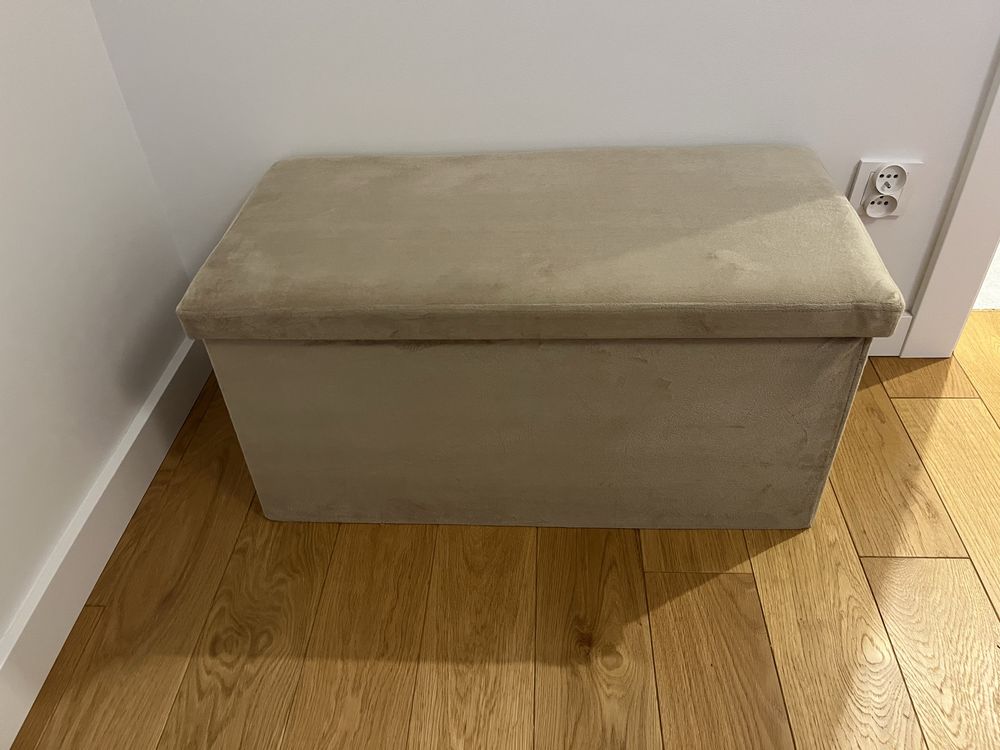 Pufa AUNING 76x38 ze schowkiem ciemnopiaskowy aksamit