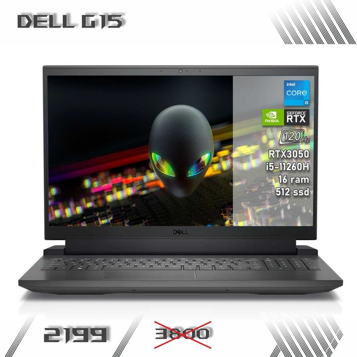 LAPTOP GAMINGOWY Dell G15 RTX 3050 I5-11260H 120 hz