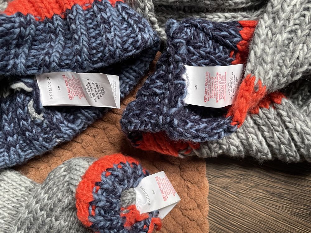 Набір шапка шарф рукавички primark сірий синій s/m розмір 3-5 років
