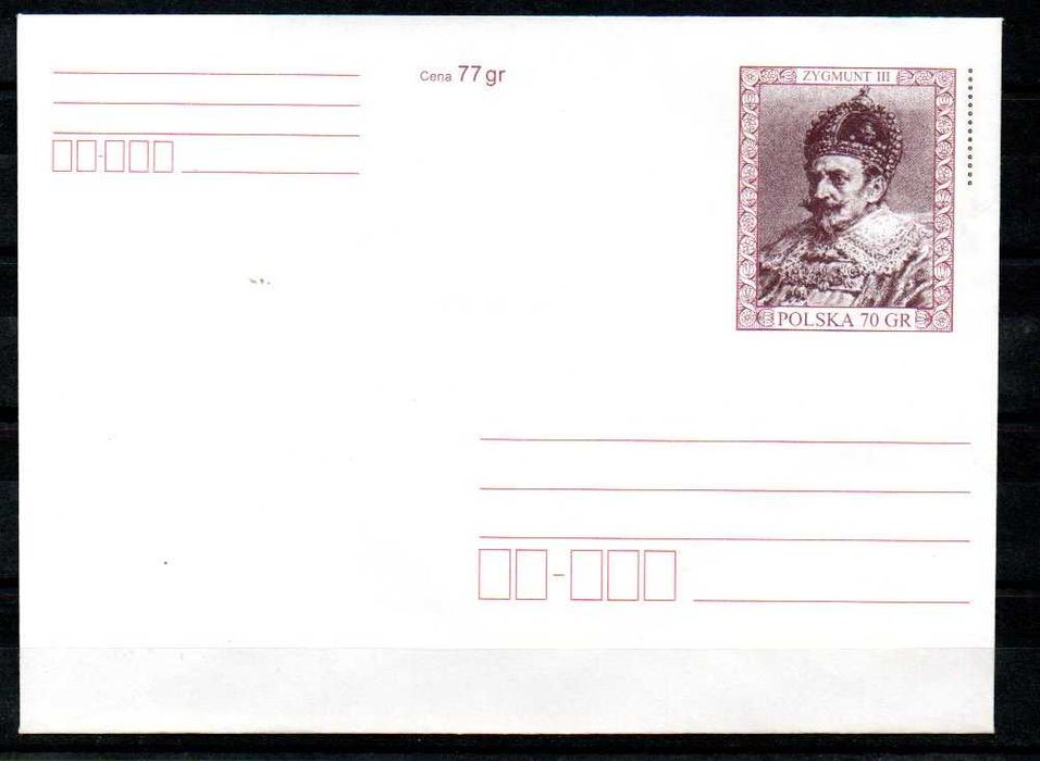 Znaczki Polska Poczet królów i książąt Zygmunt III koperta
