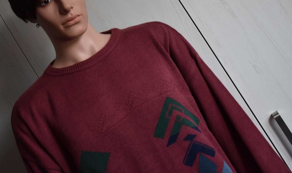 Sweter XL XXL retro vintage lata 90 kolorowy bawełniany sweterek męski