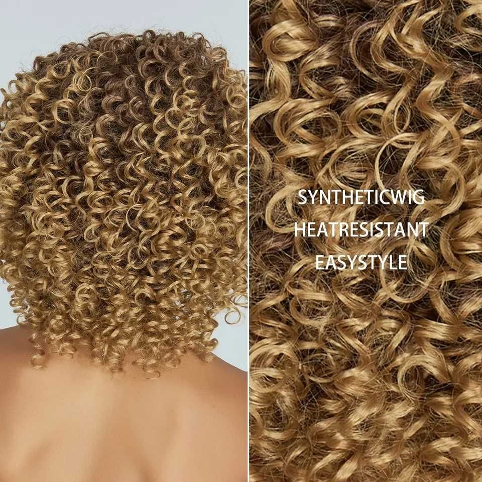 Peruka afro loki blond ombre połysk naturalnych włosów