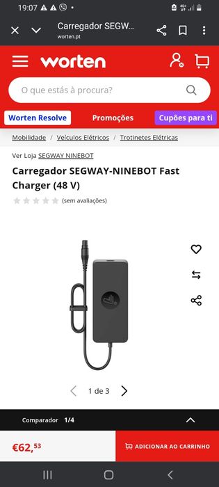 Carregador original Ninebot/Segway