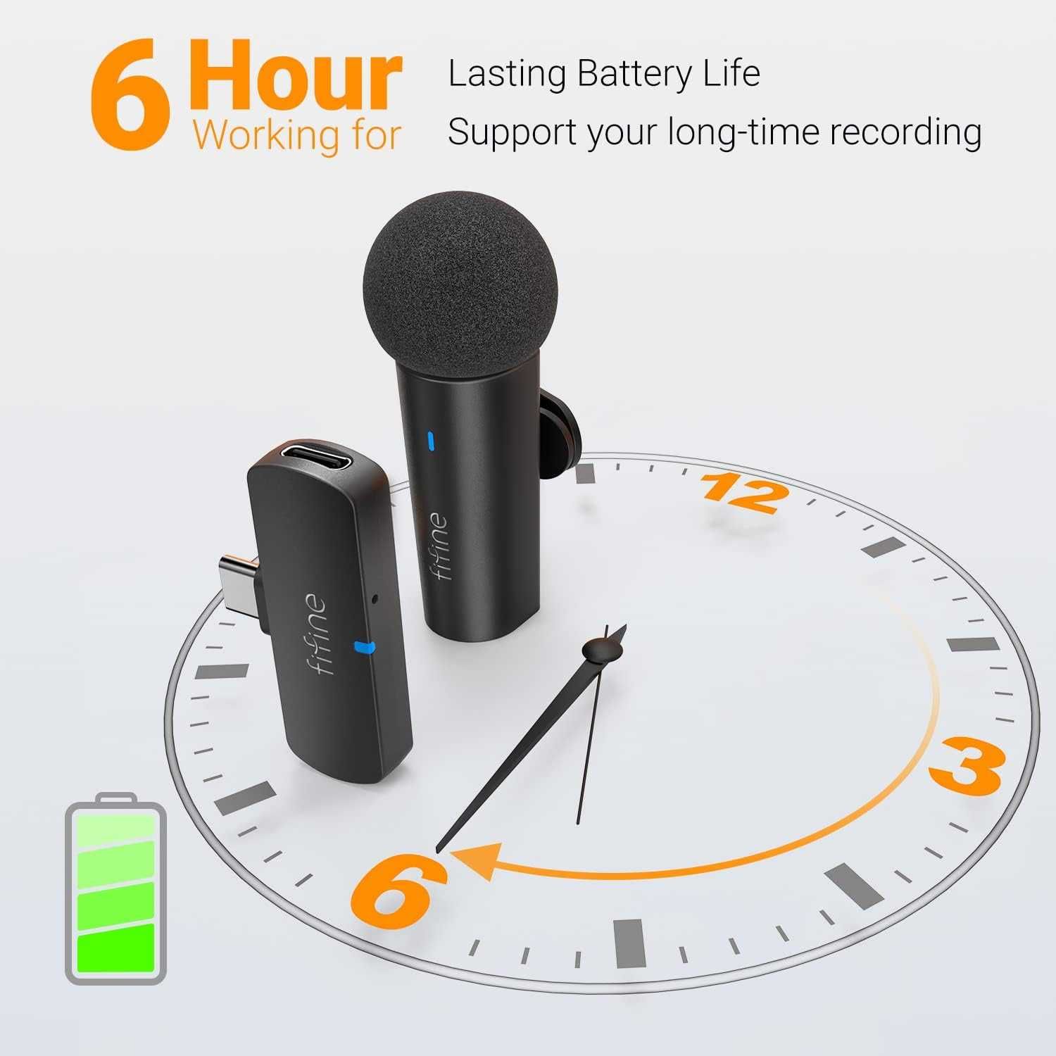 Fifine M6 mikrofon krawatowy bezprzewodowy 2.4 GHZ USB C