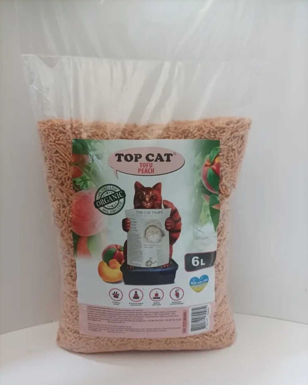 Наповнювач котячий соєвий Персик tofu 2.6 кг (6 л) Top Cat