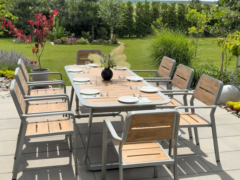 Zestaw mebli ogrodowych 8+1 DESKA BRĄZ 89 cm x 203 cm x 74 cm