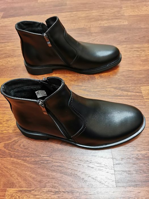 Eleganckie Skórzane Ocieplane Buty Męskie Na Zamek Gruby Spód Ciepłe