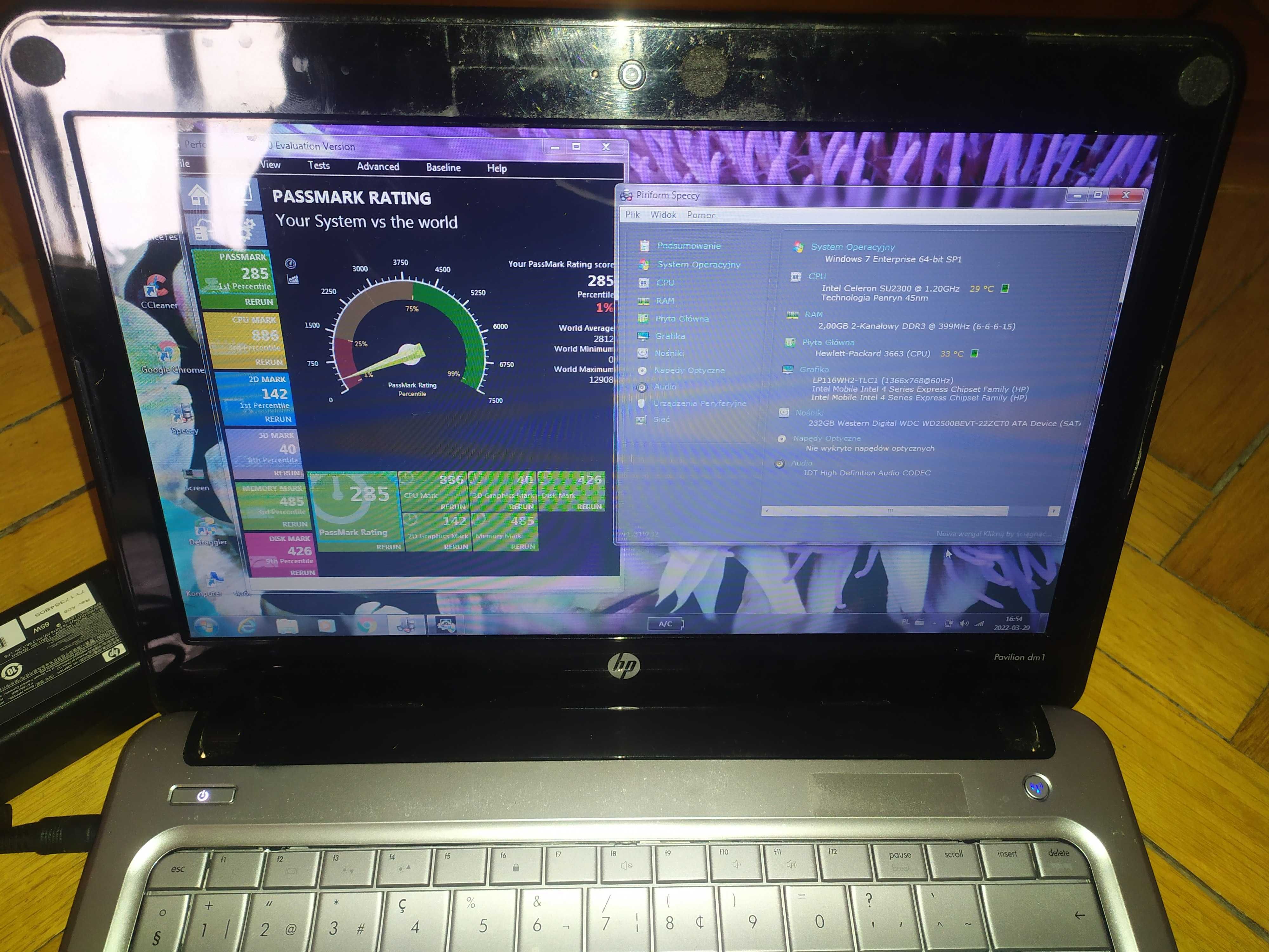 Laptop 12 HP Pavilion dm1 Intel duo HD Win7 10 SSD office HDMI nauka