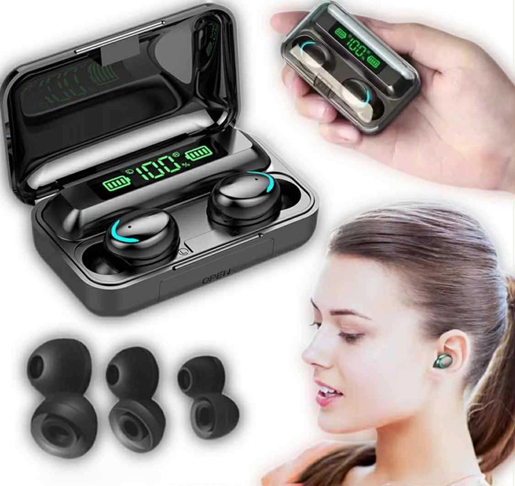 SŁUCHAWKI bezprzewodowe douszne bluetooth z etui powerbank I dotykiem
