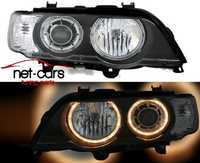 Reflektory lampy przednie przód BMW X5 E53 D2S Angel Eyes XENON czarne