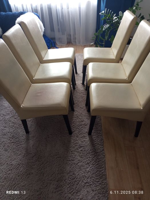 OPIS Krzesła skórzane kolor kremowy