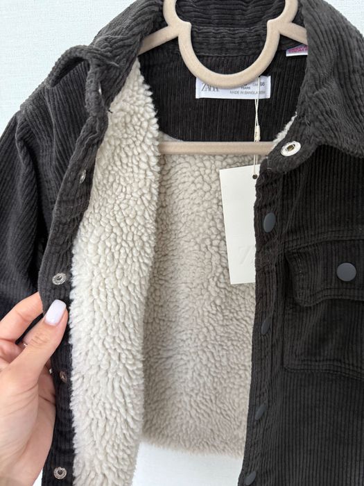 Утеплена сорочка Zara 98, тепла рубашка шерпа велюрова Zara курточка