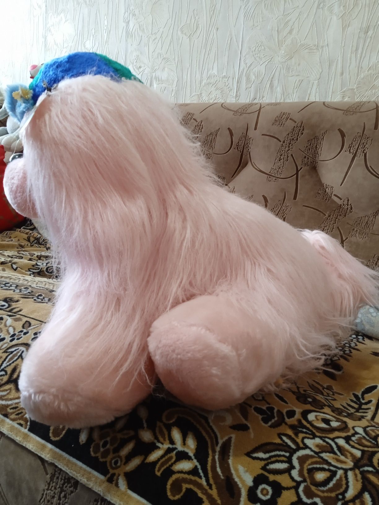 Собачка розовая,мягкая игрушка Длина 55.
