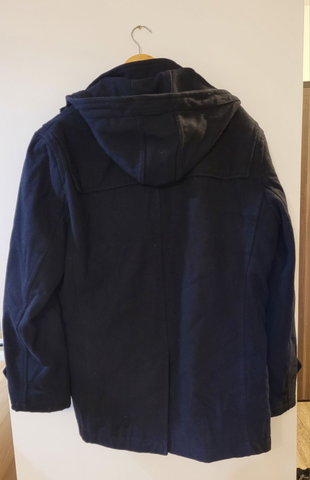Welniany płaszcz meski zimowy z kapturem Zara man r. XL