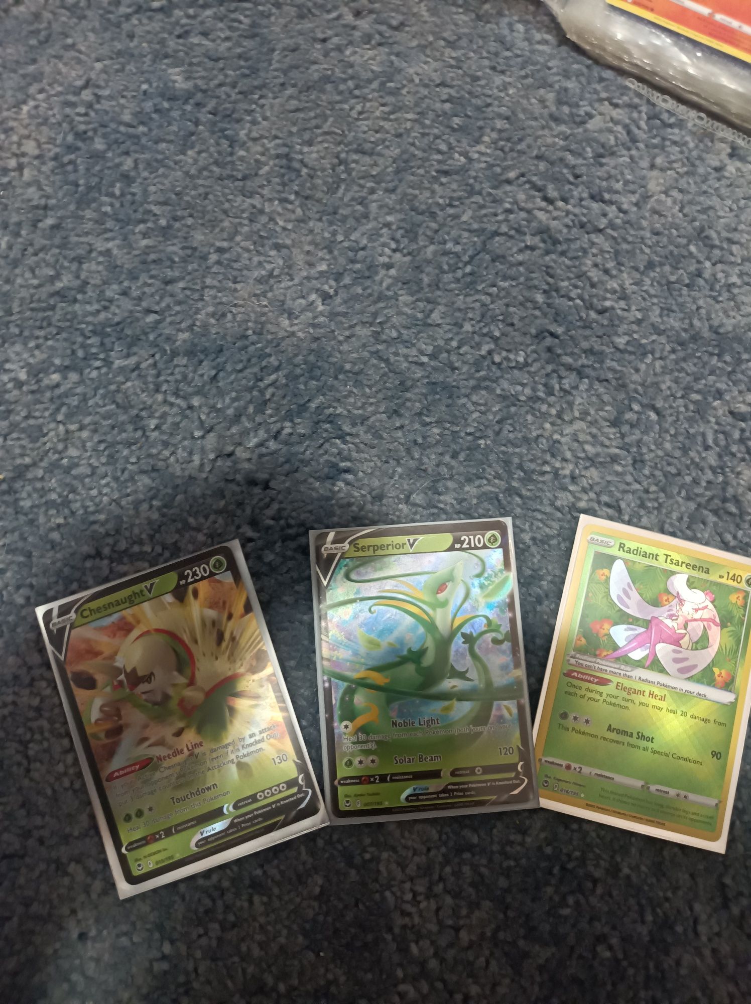 Karty pokemon Chesnauhght V, Serprior V, radiant tserena