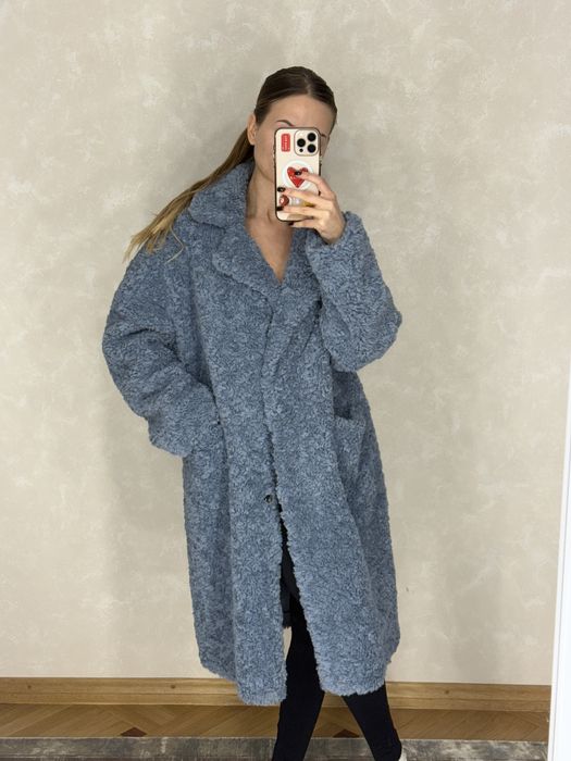 Пальто зимове жіноче з екохутра S/M, стан новий