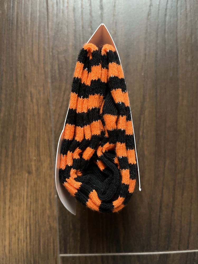 Rajtuzy rajstopy paski czarne pomarańczowe Primark 3-6m/68cm halloween