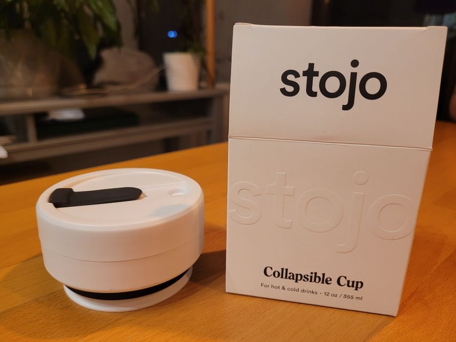 Nowy składany Kubek na wynos Stojo Pocket biało czarny