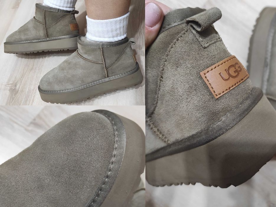 Натуральные угги на высокой подошве, замшевые угги UGG овчина 39 р-р