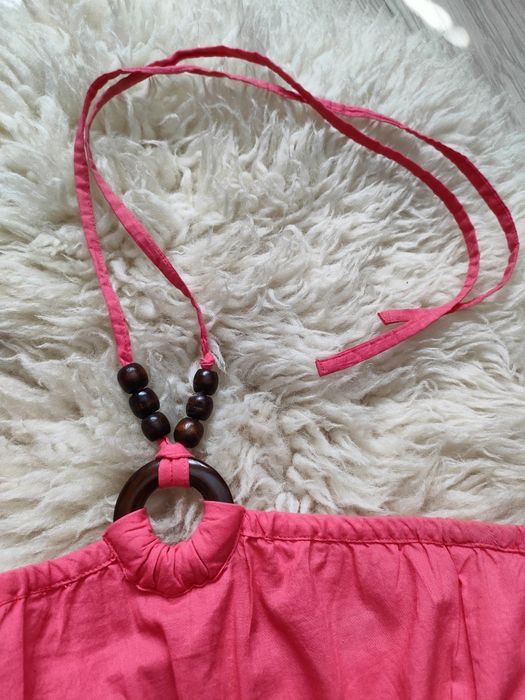 Różowa bluzka wiązana na szyję, r. L