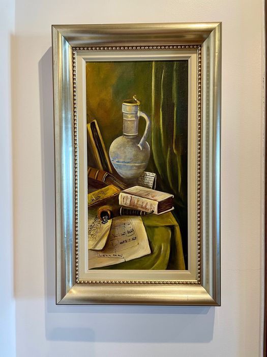 Pintura original Natureza Morta (óleo sobre tela + moldura) - Rosa Lei