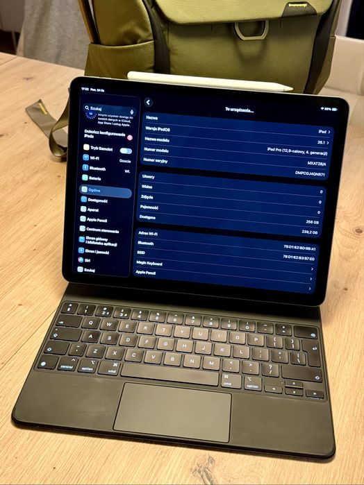 iPad Pro 12,9 4gen 256GB, Magic Keyboard + Apple Pencil