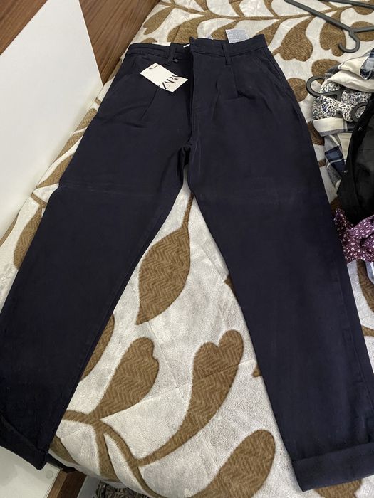 Calças zara 38 azul e bege