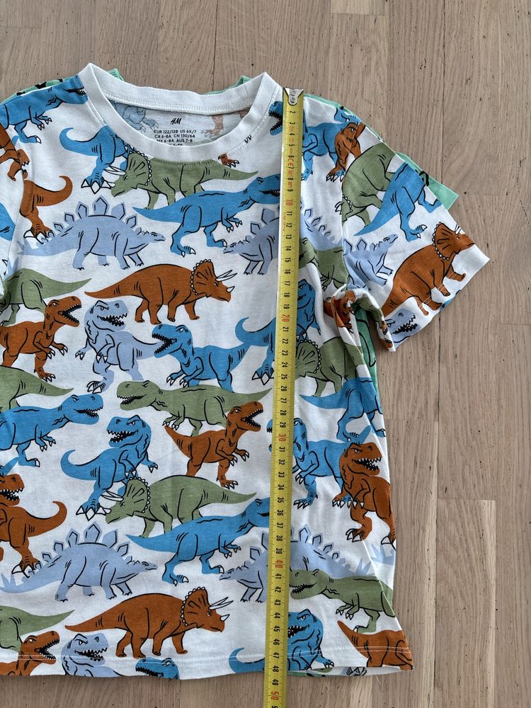 2 pak t-shirt H&M Pepco 128 dinozaury t-rex