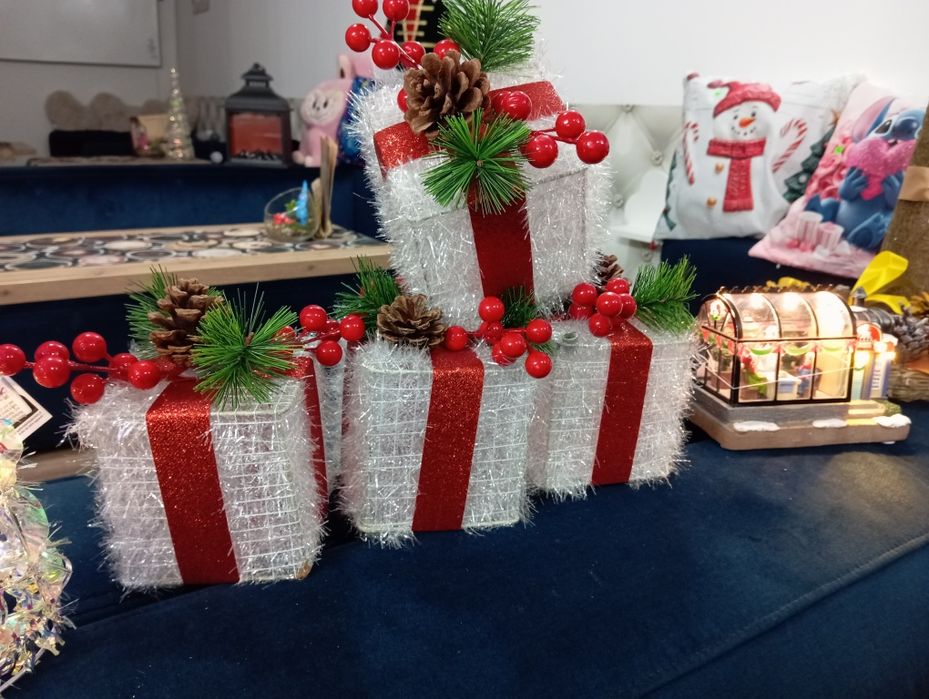 Prezenty led ozdoba dekoracja Mikołaj święta