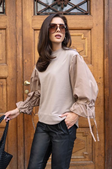 Bluzka damska Magnes Lines bordo, czekolada, beż