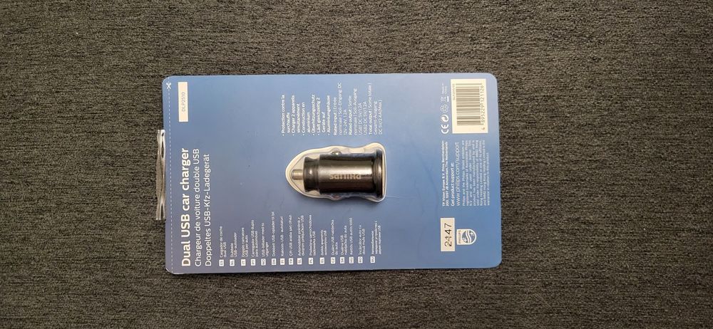 Ładowarka samochodowa podwójna USB 12W Philips