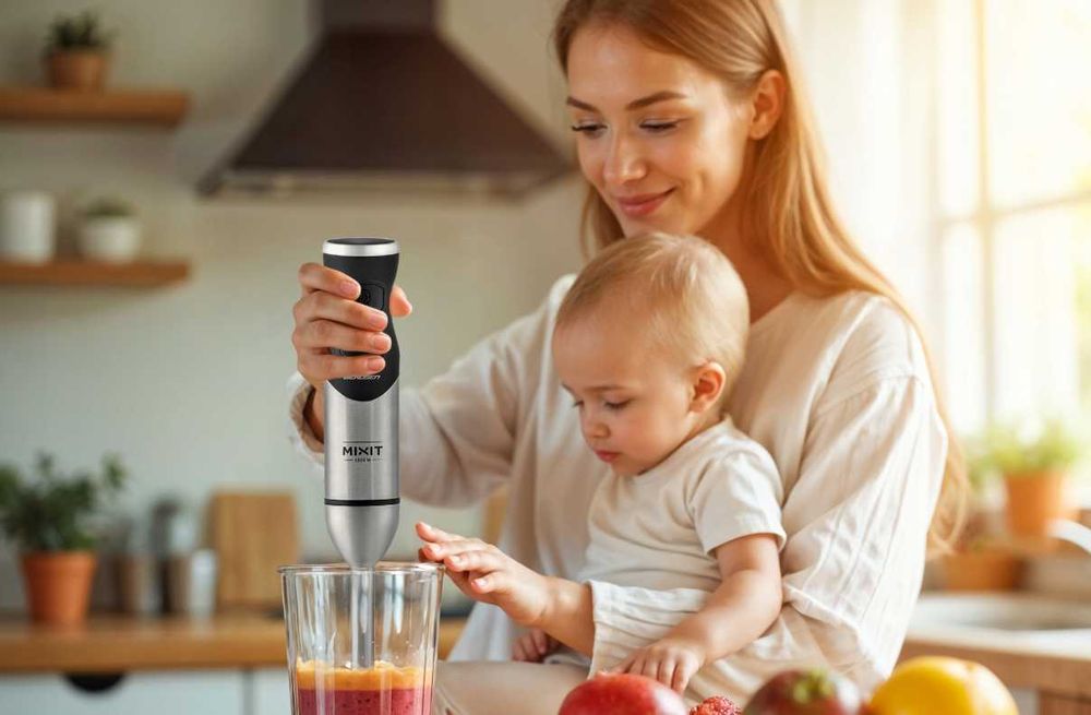 Blender ręczny 1500W czarny Berdsen tytanowe ostrza wielofunkcyjny 6w1