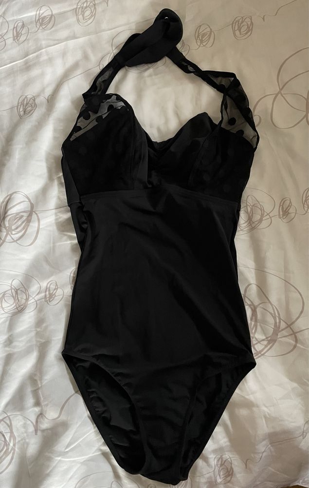Strój kąpielowy tiul 32F 70G czarne dla wysokiej Long Tall Sally Freya
