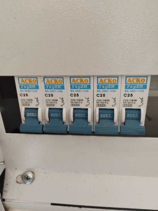 Ящик щит обліку на 12 модулів з 5-ма автоматами С25 розмір 40х30х14см