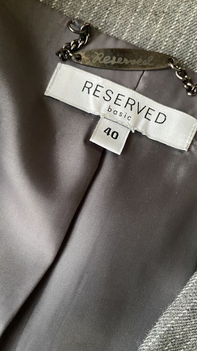 Kostium komplet marynarka żakiet spódnica reserved 40 L siwy szary