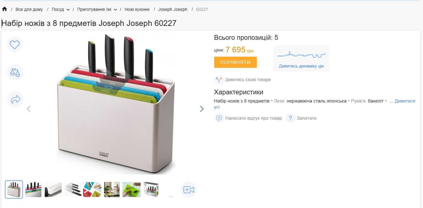 Набор ножей и досок Joseph Joseph. Оригинал/Англия
