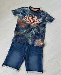 Zestaw chlopecy spodenki  jeansowe + tshirt rozm.152