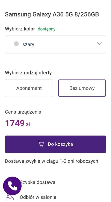 NOWY 256 GB 8GB RAM Samsung Galaxy A36 5G 8/256GB White BEZ RAT