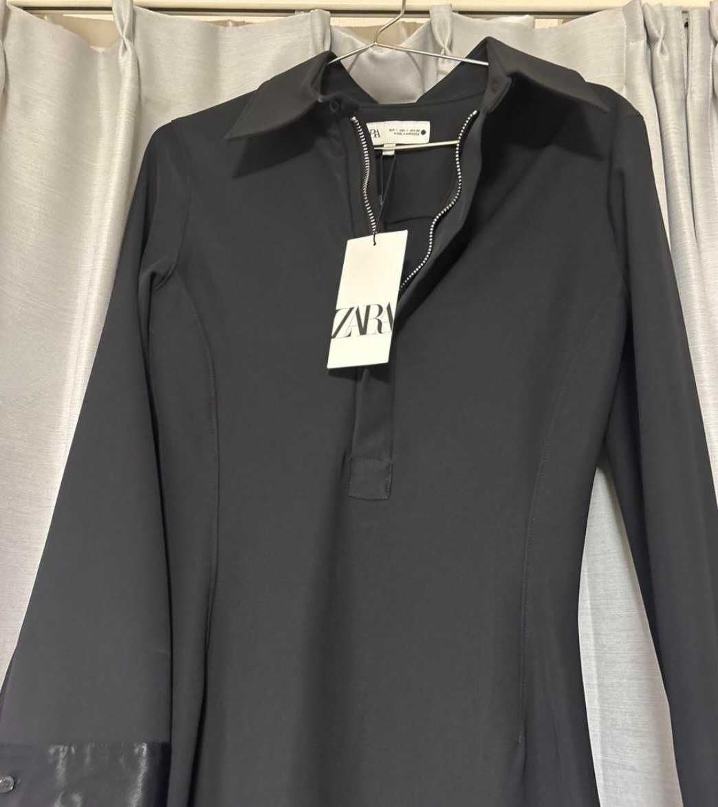 Zara ZW COLLECTION kołnierzem POLO,  Asymetryczny dół.