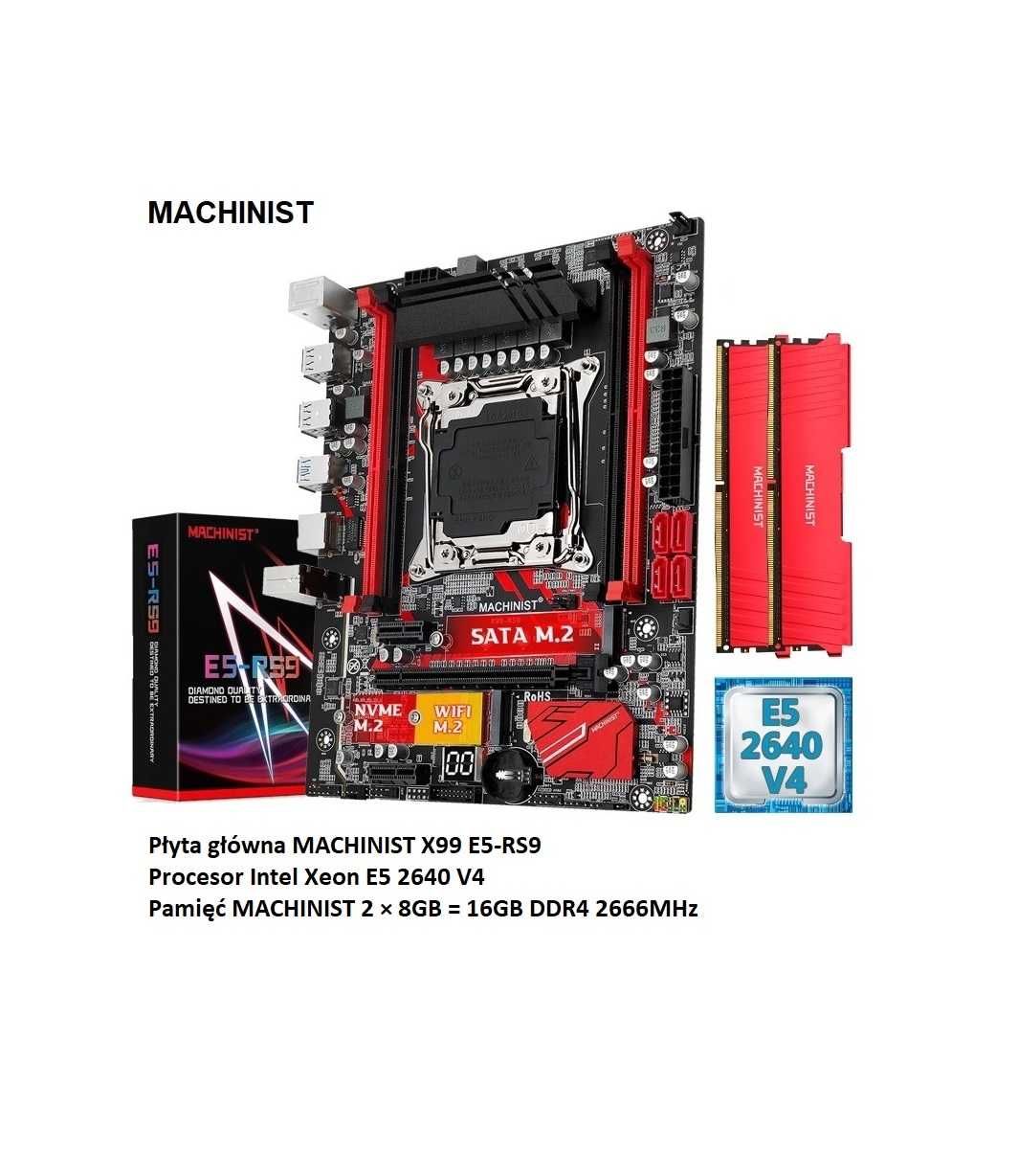 Płyta gł. MACHINIST X99 E5-RS9 + RAM DDR4 16GB + CPU Xeon 2640 v4