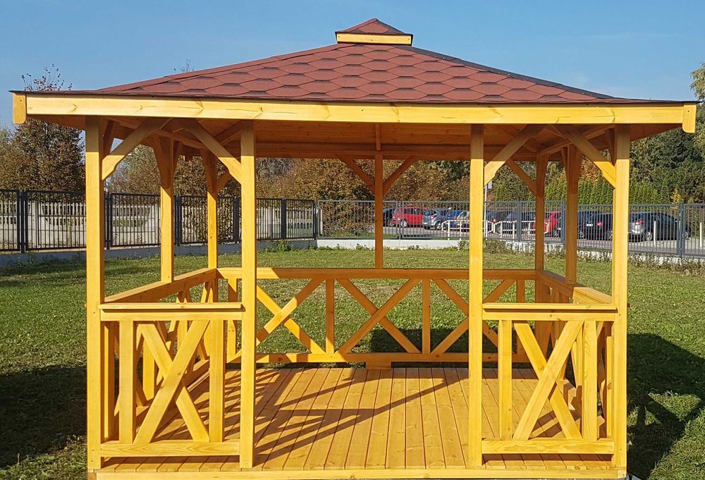Altana drewniana z prusami 3x3 Pergola Altanka Taras Wiata domek ogród
